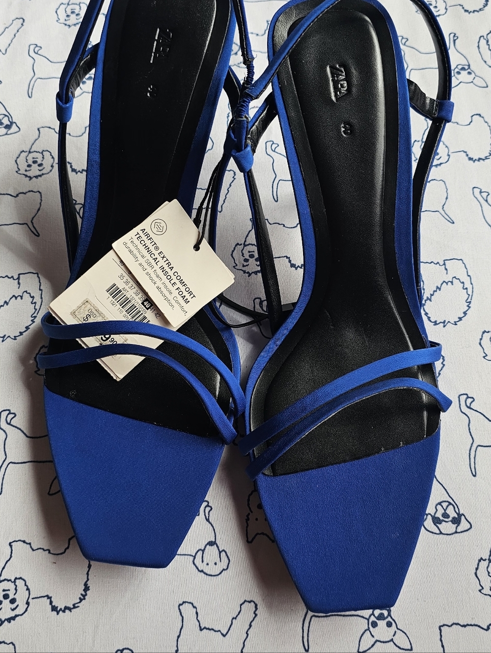 Zara Royal Blue Strappy Square-Toe Heels